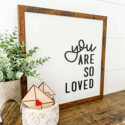 You Are So Loved Saying, Valentines Day Sign, Nursery Wood Sign, Sign for Nursery, Valentines Day Hearts, Farmhouse Sign, Laser Cut Sign