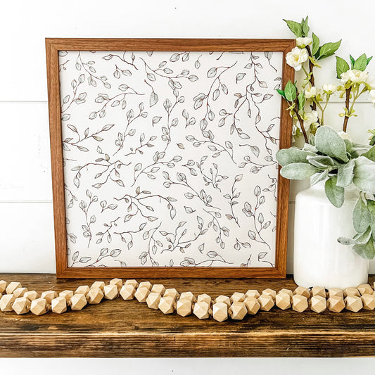 Spring Vine Floral Wood Sign