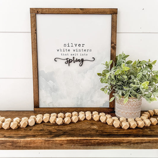 Silver White Winters Wood Sign