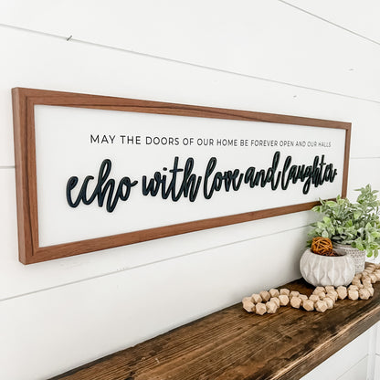 Doors of Home, Echo Love & Laughter Wood Sign