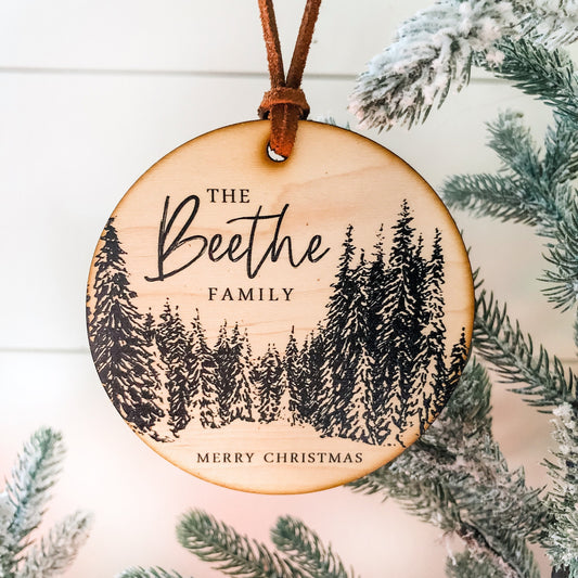 Merry Christmas Black Trees Family Ornament