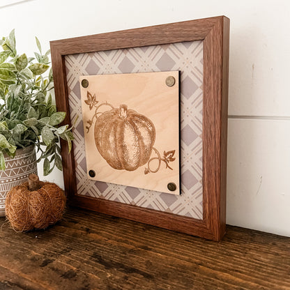 Etched Pumpkin Fall Wood Sign