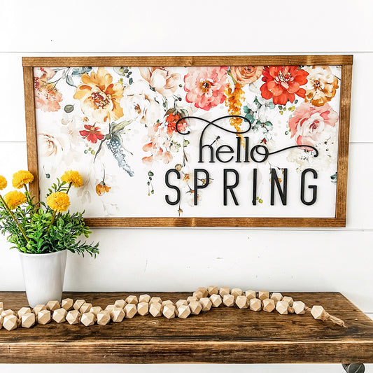 Hello Spring Wood Sign