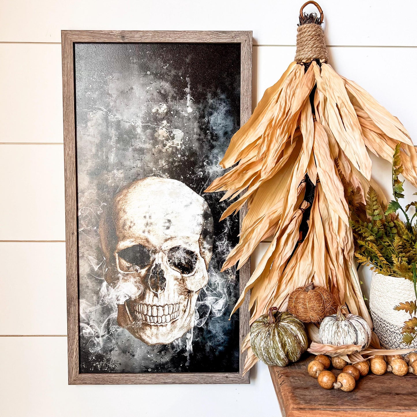 Halloween Skull Wood Sign