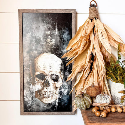 Halloween Skull Wood Sign