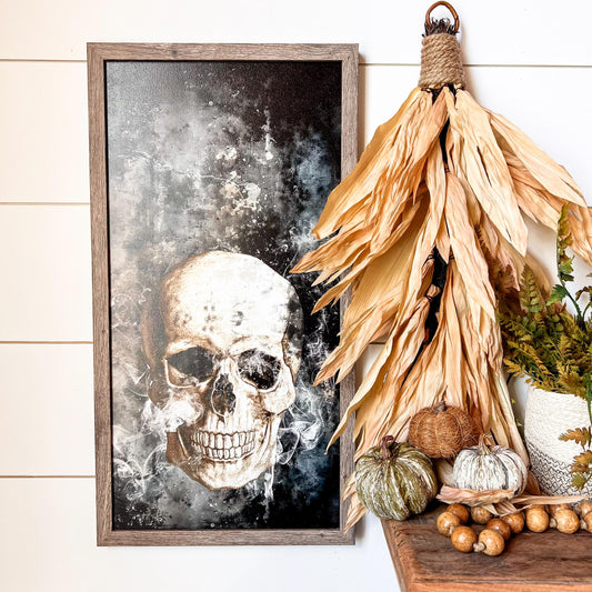 Halloween Skull Wood Sign