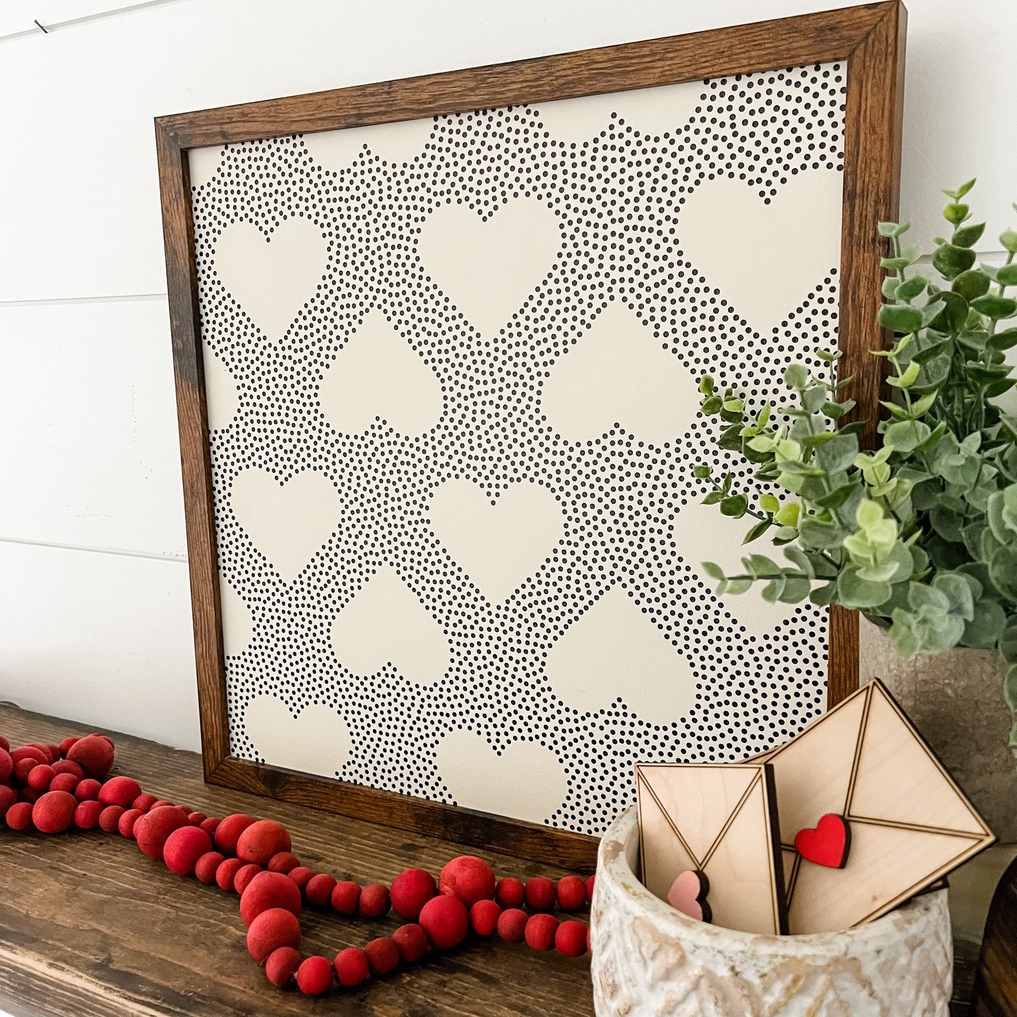 Polka Dot Heart Background Layering Sign