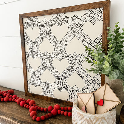 Polka Dot Heart Background Layering Sign