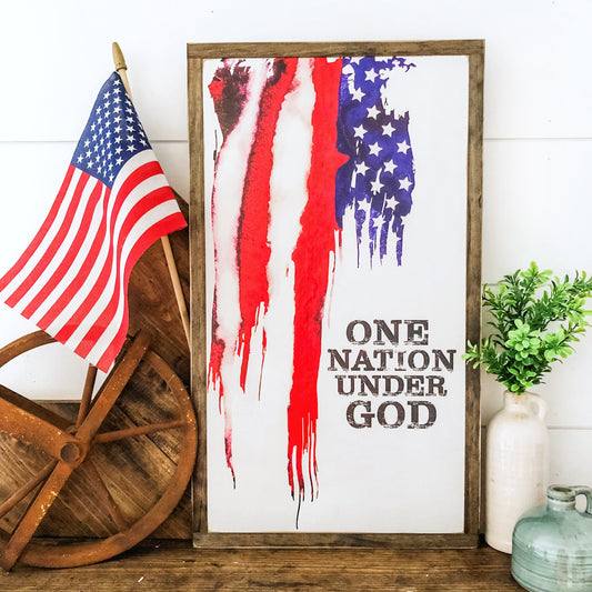 One Nation Under God American Flag Sign