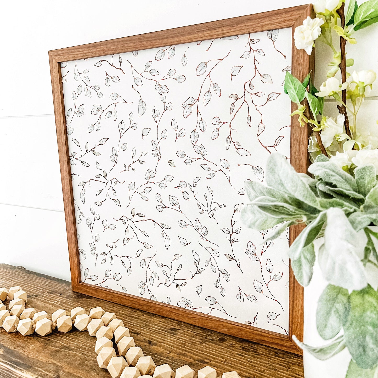 Spring Vine Floral Wood Sign