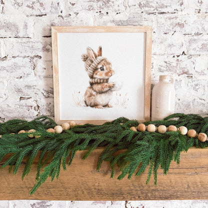 Winter Bunny Farmhouse Wood Sign