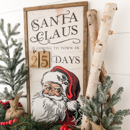 Santa Christmas Countdown Wood Sign