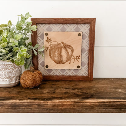 Etched Pumpkin Fall Wood Sign