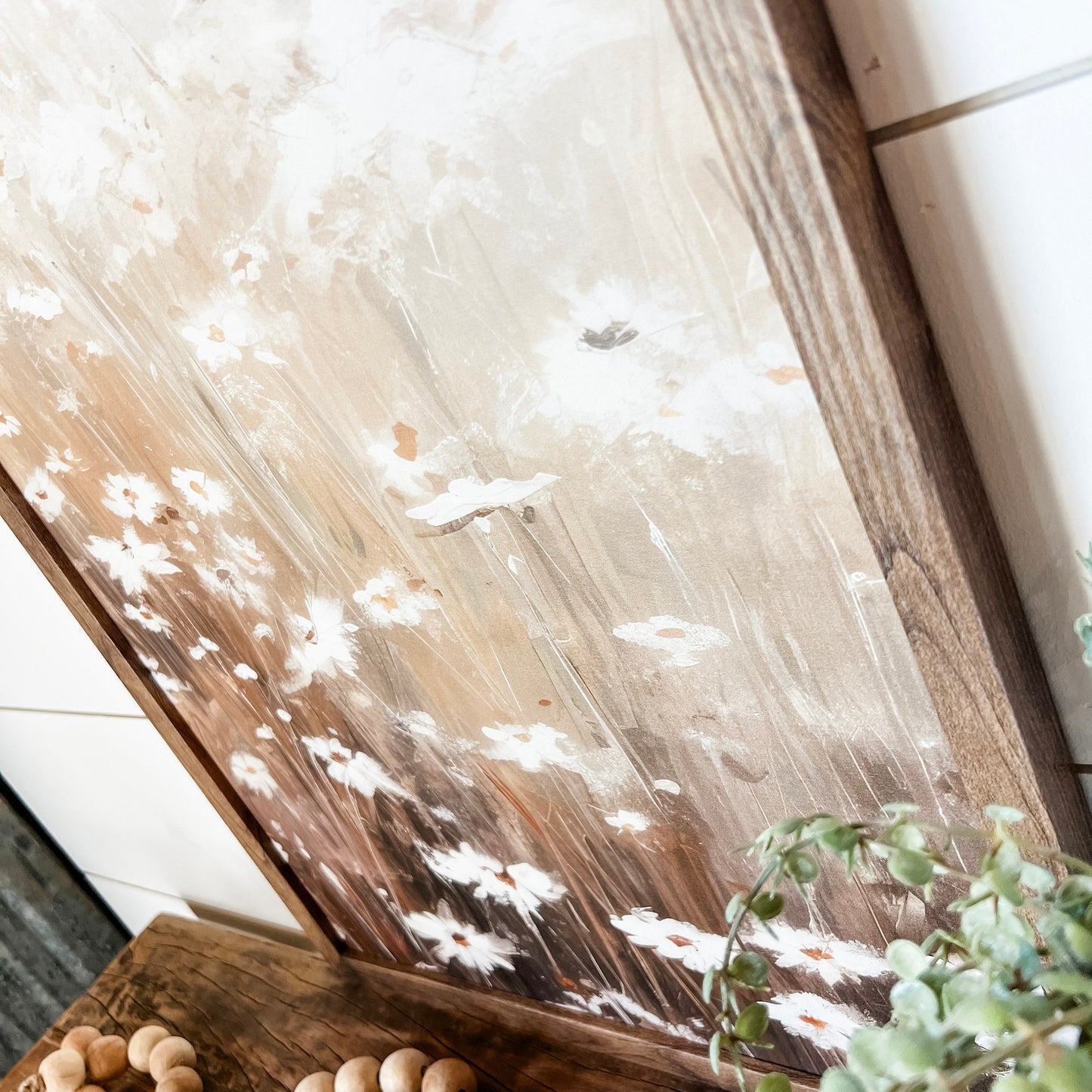 White Daisies Print Wood Sign