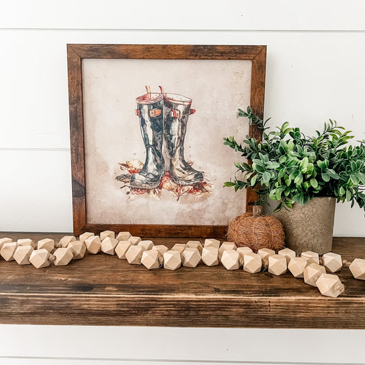 Fall Rainboots Farmhouse Wood Sign