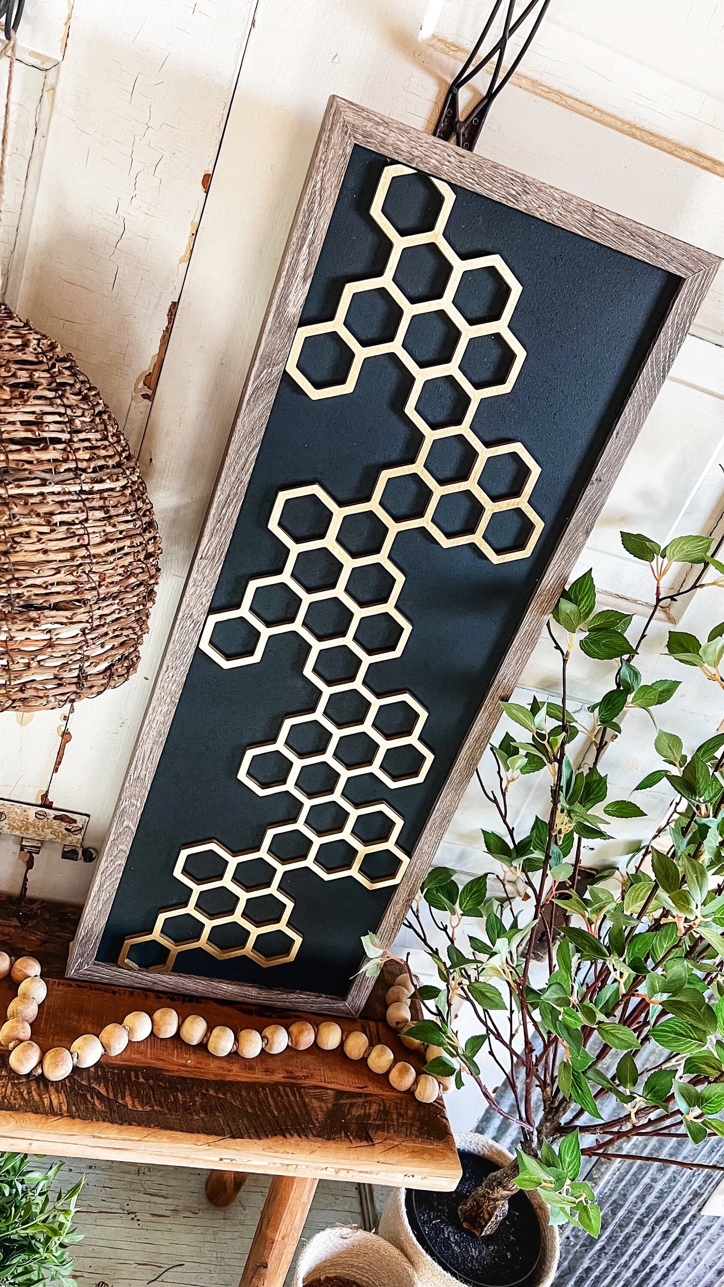 Geometric Honeycomb Wall Art