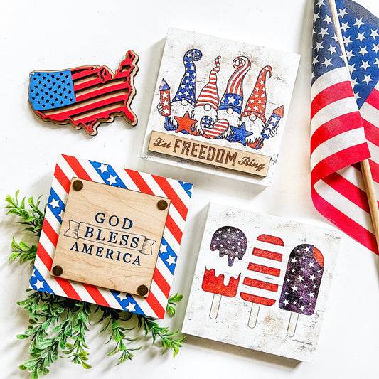 Patriotic Mini Tiered Tray Sign