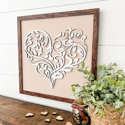 Valentines Day Laser Cut Heart Sign