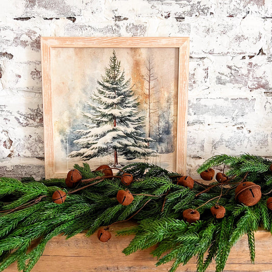 Vintage Snowy Tree Wood Sign