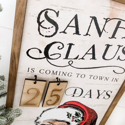 Santa Christmas Countdown Wood Sign
