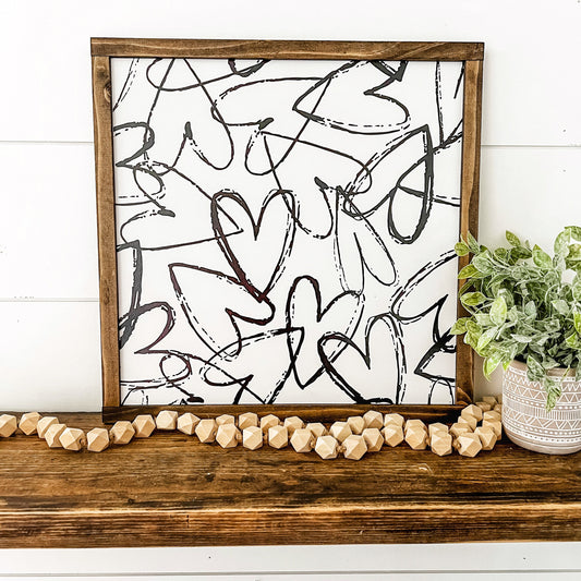 Skinny Hearts Valentines Day Layering Wood Sign