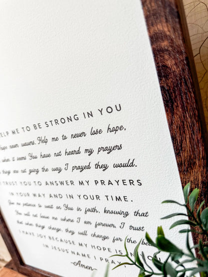 Patience & Hope Prayer Wood Sign