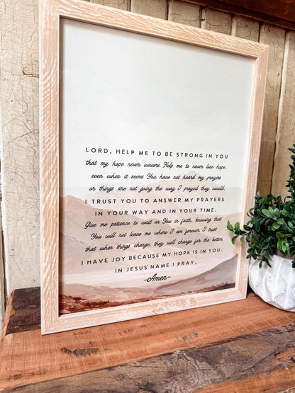 Patience & Hope Prayer Wood Sign