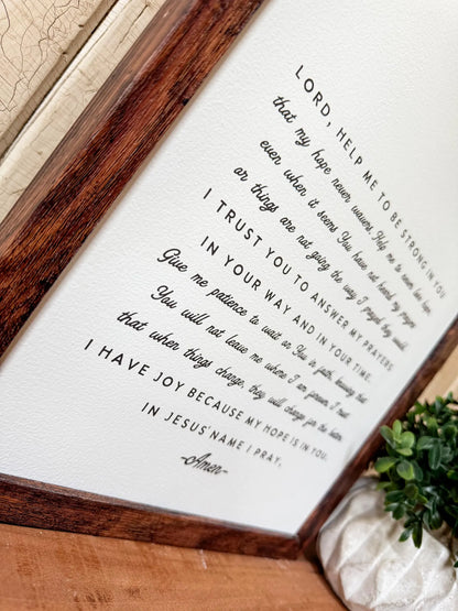 Patience & Hope Prayer Wood Sign