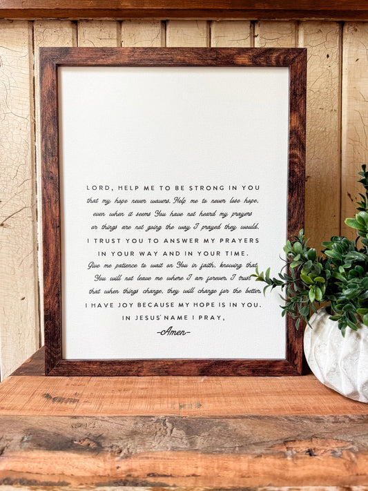 Patience & Hope Prayer Wood Sign