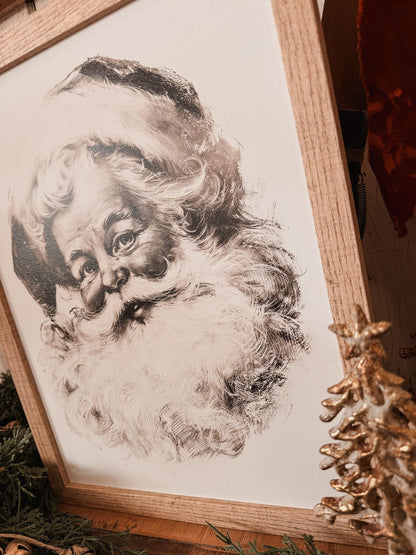 Black & White Vintage Santa Face