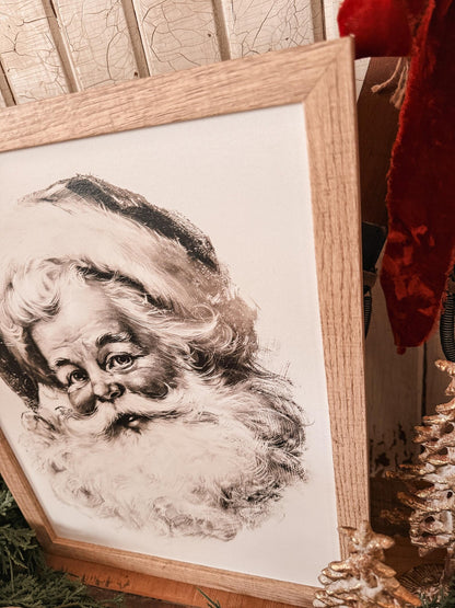 Black & White Vintage Santa Face