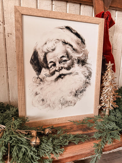 Black & White Vintage Santa Face