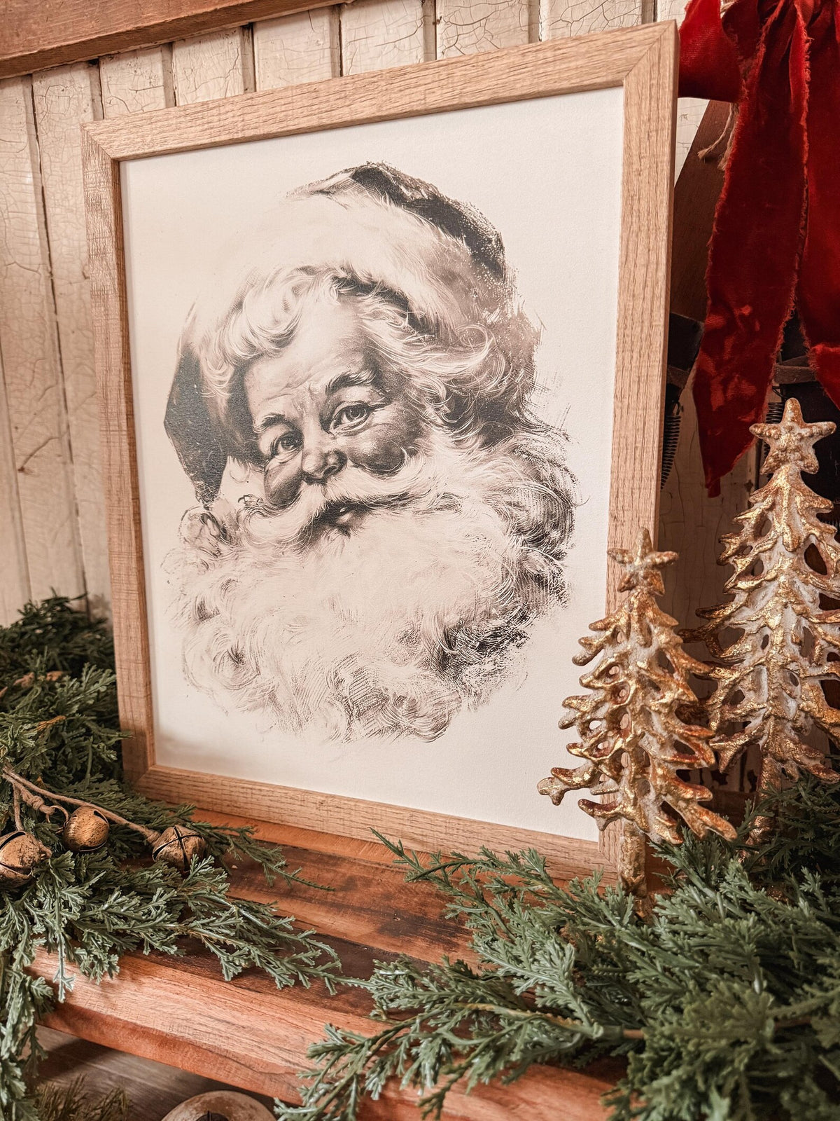 Black & White Vintage Santa Face