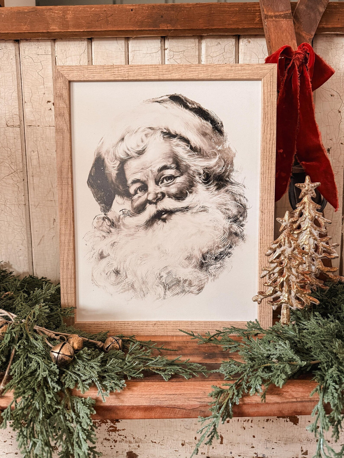 Black & White Vintage Santa Face
