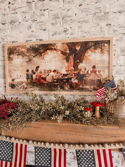 Vintage Patriotic American Country Picnic 4th of July Wood Sign