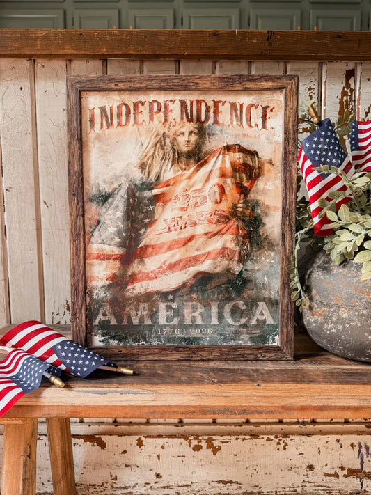 America 250th Patriotic American Flag Wood Sign