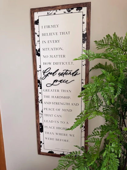 God Extends Grace Inspirational Quote Wood Sign