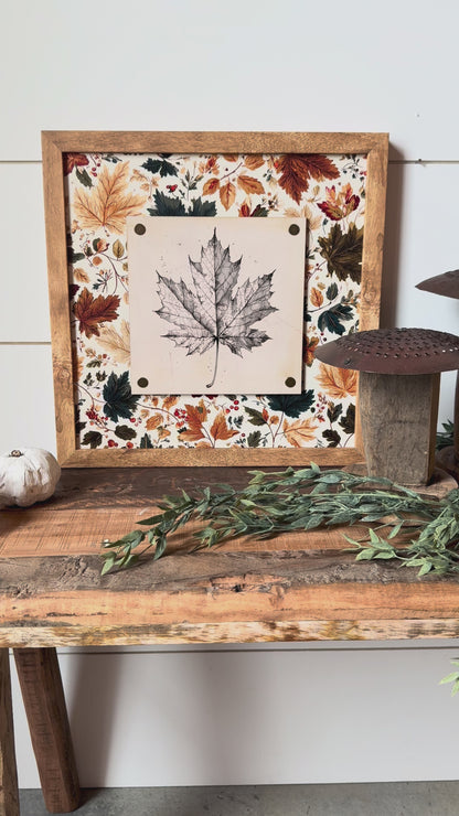 Vintage Fall Leaf Plaque Wood Sign