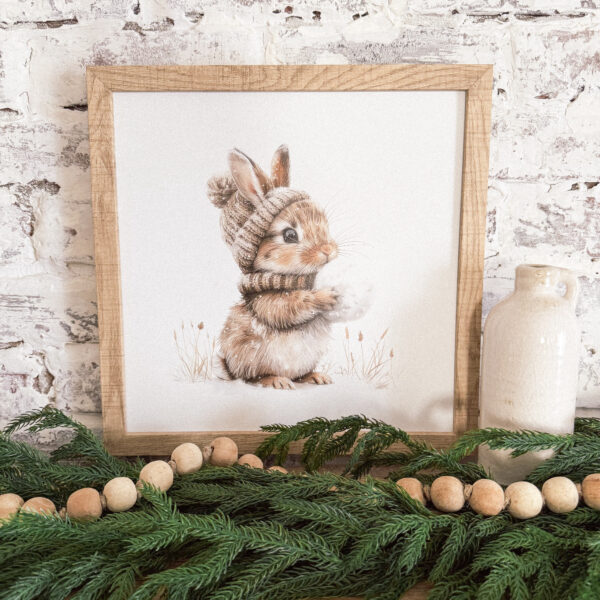 Winter Bunny Wood Sign