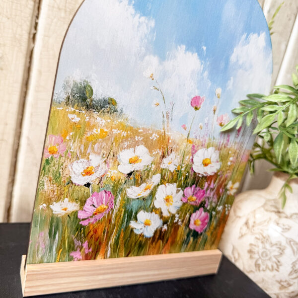 Spring Flowers Arched Wood Sign Shelf Sitter - Image 2