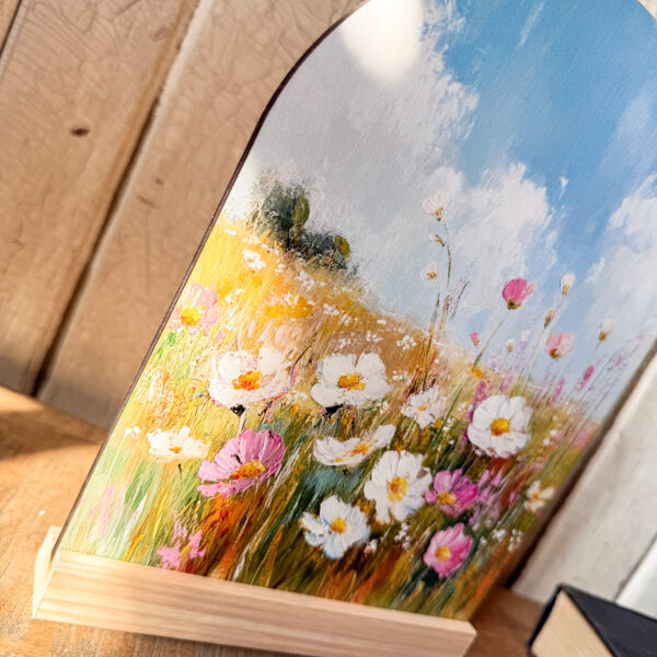 Spring Flowers Arched Wood Sign Shelf Sitter - Image 3