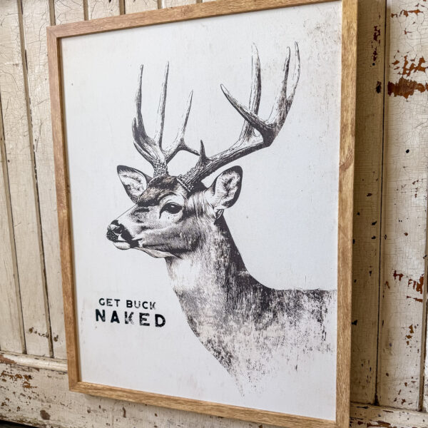 Get Buck Naked Deer Head Wood Sign - Image 2