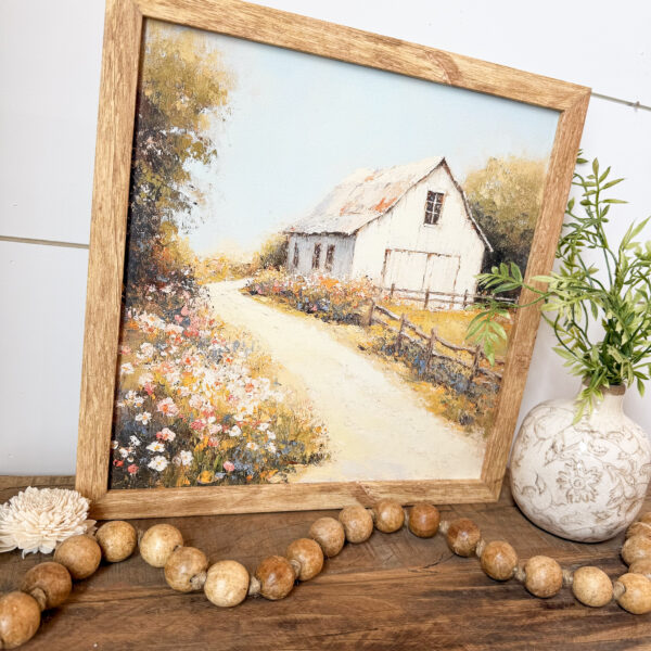 White Barn in Spring Wood Sign Art Print - Image 6