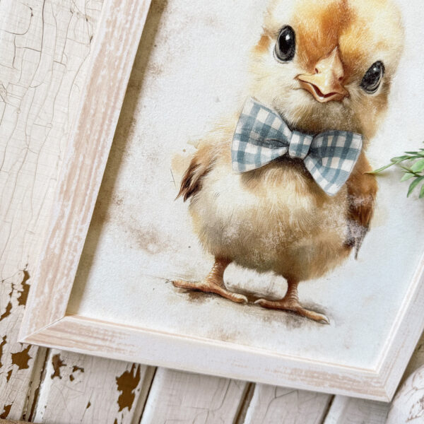 Baby Chick with Blue Bow Tie Wood Sign - Image 3