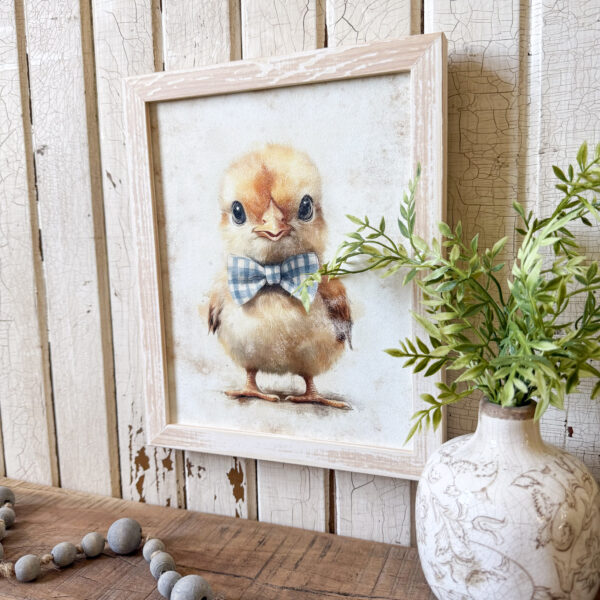 Baby Chick with Blue Bow Tie Wood Sign - Image 2