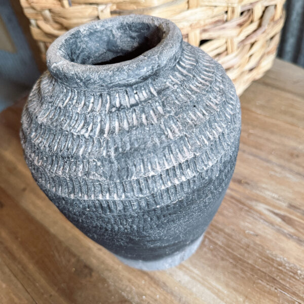 Vertical Line Charcoal Vase 8" - Image 4