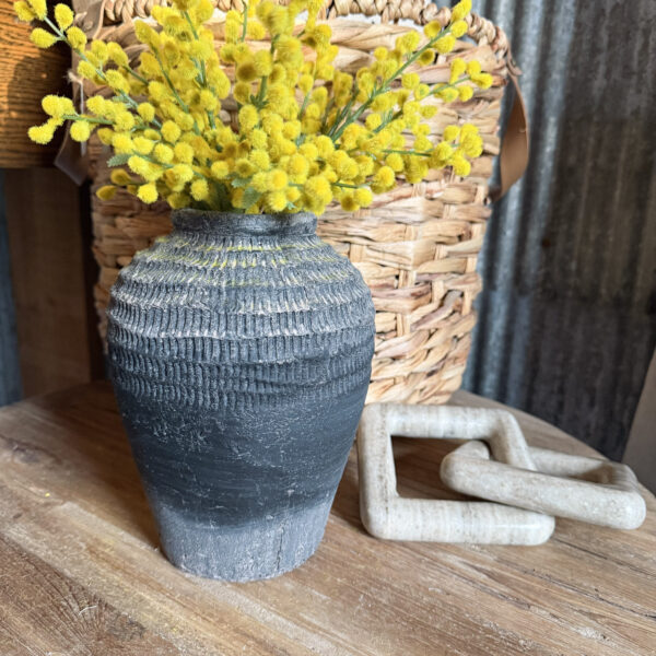 Vertical Line Charcoal Vase 8"