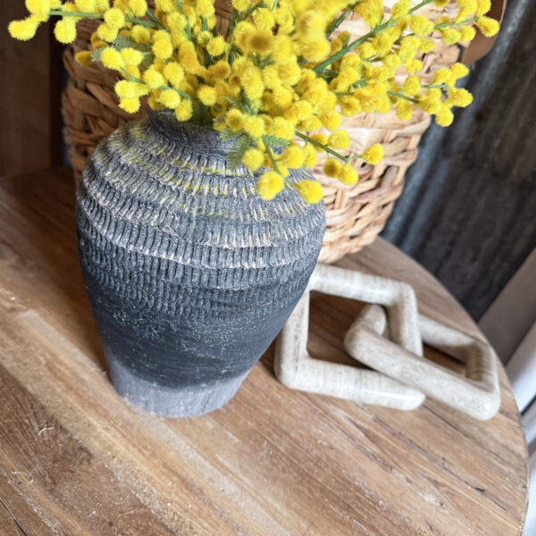 Vertical Line Charcoal Vase 8" - Image 3