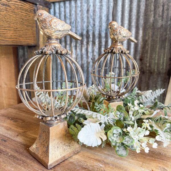 Antique Gold Birdcage Finial 10.5"
