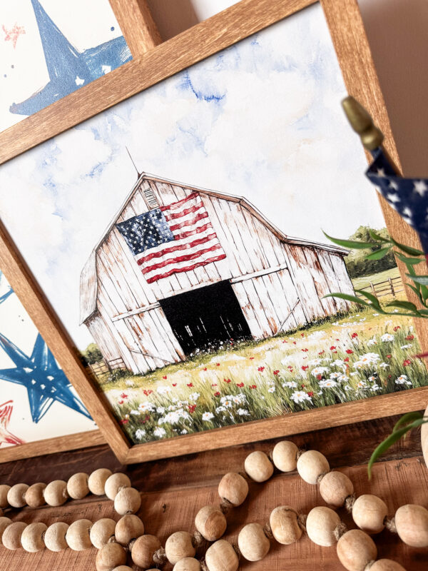 White Barn American Flag Art Print - Image 2